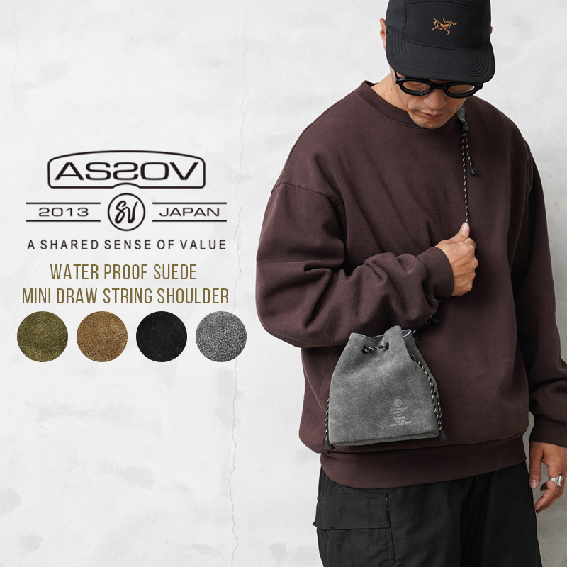 AS2OV アッソブ 091757 WATER PROOF SUEDE MINI DRAW STRING SHOULDER ウォータープルーフ スエード ミニ巾着 バッグ AS2OV アッソブ ショルダー 巾着バッグ