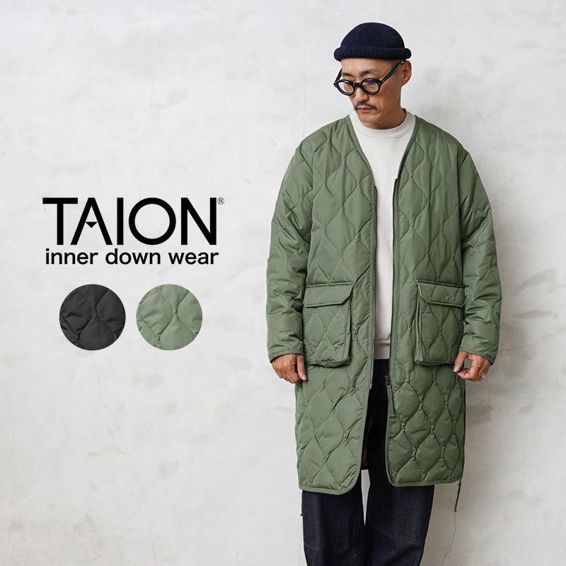 TAION タイオン TAION-101ZML-1 LONG MILITARY LINE Vネックジップ