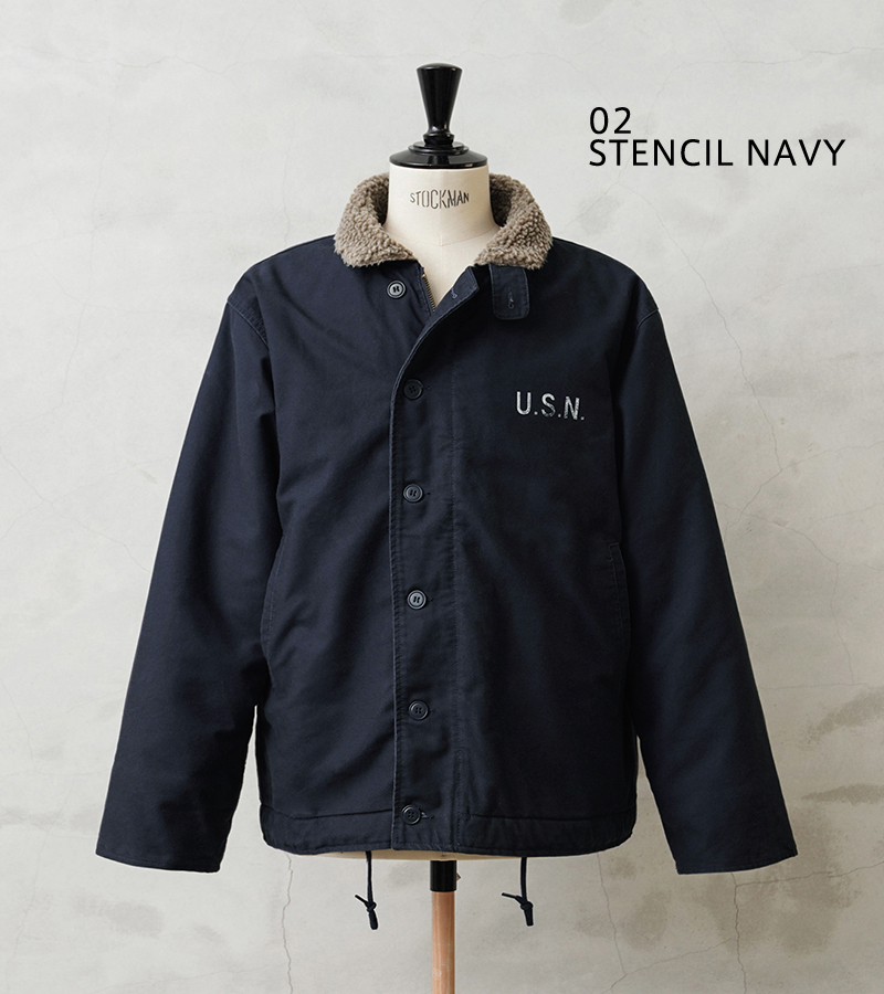 米海軍 U.S.NAVY N-1 デッキジャケット SOLID＆U.S.Nステンシル WAIPER ...