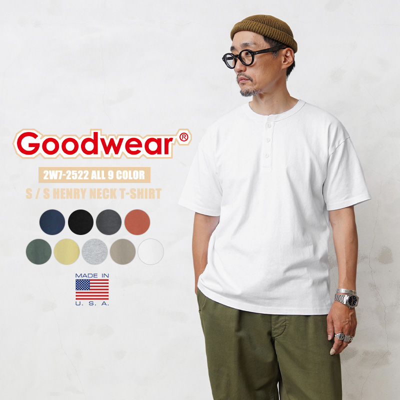 Goodwear グッドウェア 2W7-2522 USAコットン S/S ヘンリーネック Tシャツ