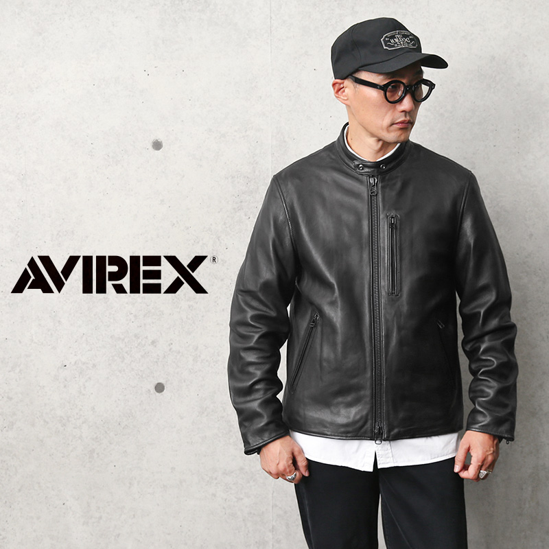90s【希少】AVIREX/レザーゴーラーズジャケット/スタジャン/黒/Lサイズ