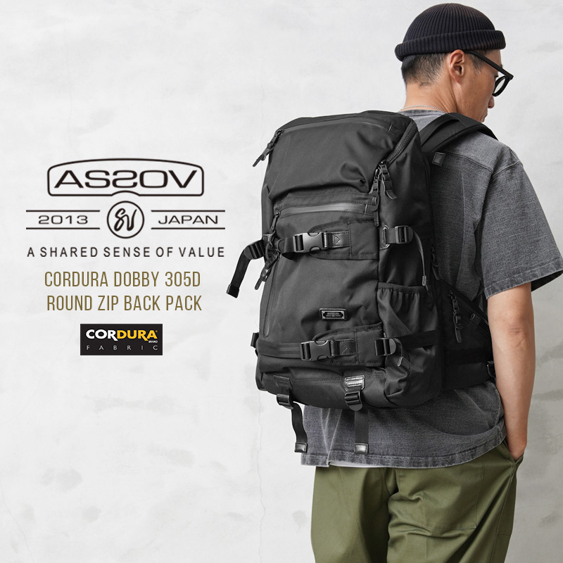 AS2OV アッソブ 061409 CORDURA DOBBY 305D ROUND ZIP BACKPACK バック