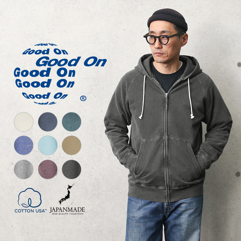 Good On グッドオン GOBW-502 ラグラン ジップ フードスウェット