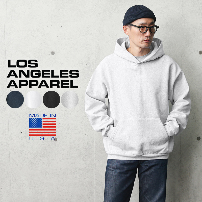 ★カートで割引対象品★LOS ANGELES APPAREL ロサンゼルスアパレル HF09 14oz ヘビーフリース フード付きプルオーバー  スウェットシャツ MADE IN USA【T】