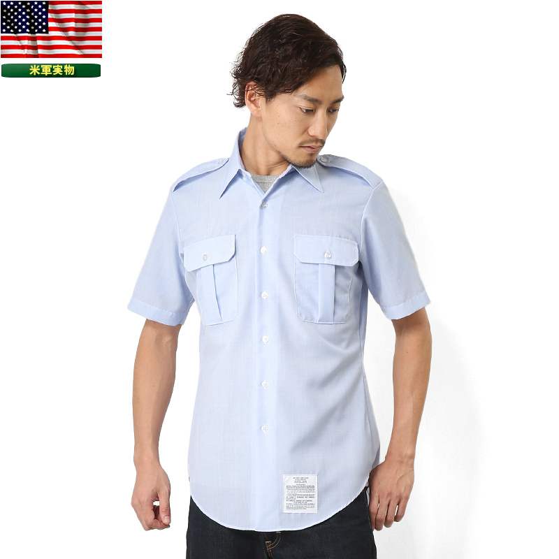 米空軍 AF BLUE ドレスシャツ 半袖 米軍放出品 ミリタリー