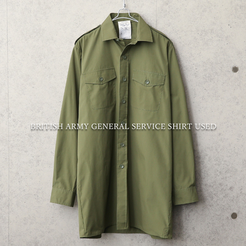 USED イギリス軍 GENERAL SERVICE シャツ オリーブ ミリタリーファッション 軍服