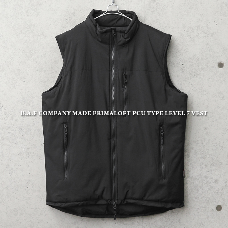 B.A.F社製 PCU TYPE Level 7 プリマロフト ベスト BLACK【キャンペーン対象外】 ミリタリーファッション【T】