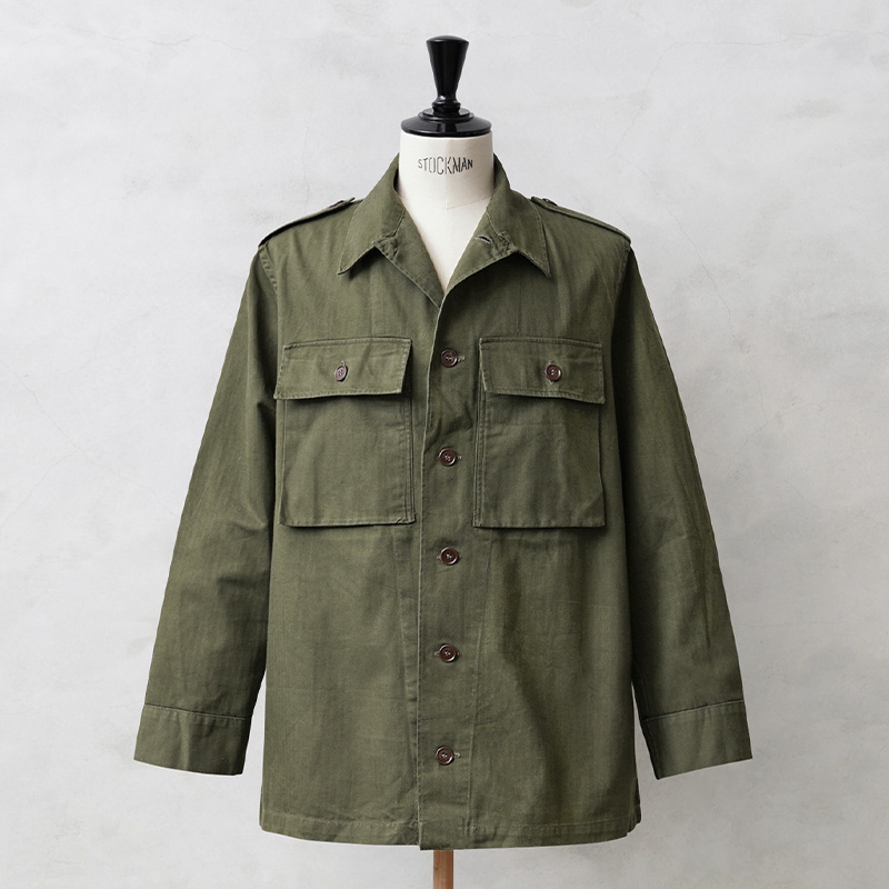 実物 USED オランダ軍 HBT(ヘリンボーンツイル)フィールド シャツ ジャケット 筒袖【キャンペーン対象外】【I】
