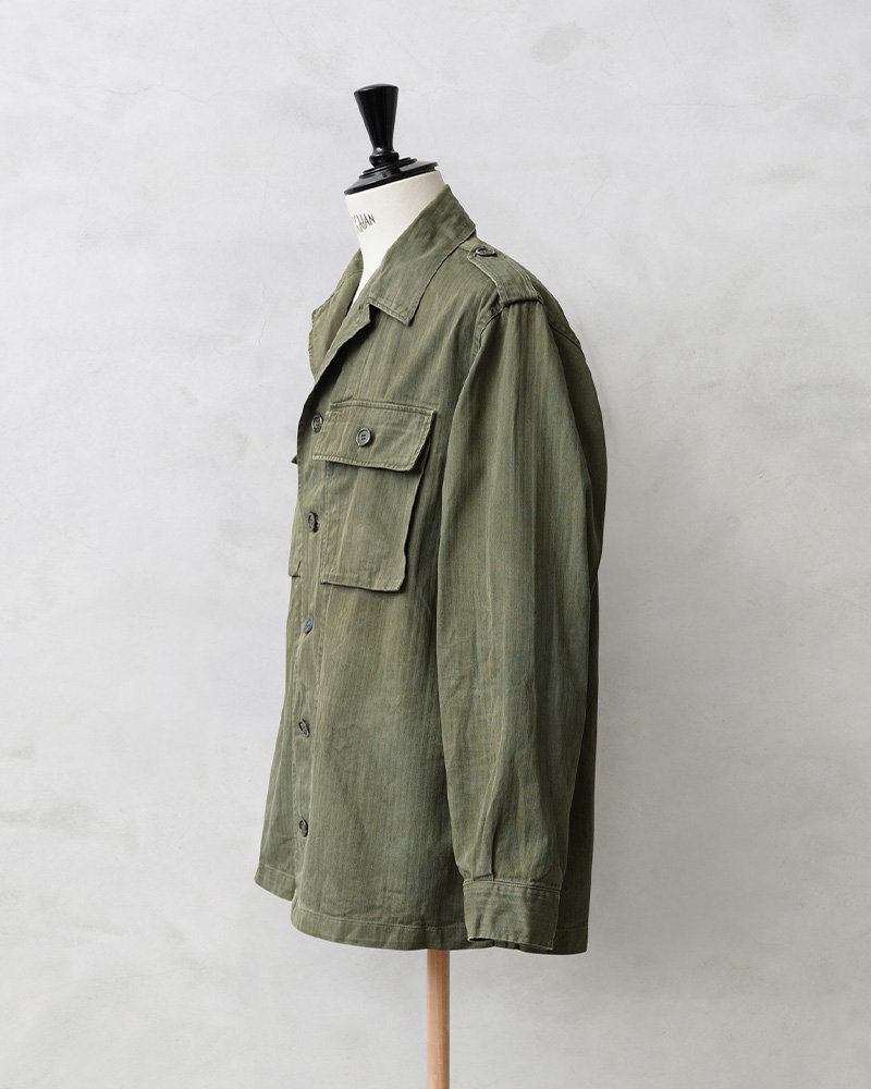 実物 USED オランダ軍 HBT（ヘリンボーンツイル）フィールド シャツ 