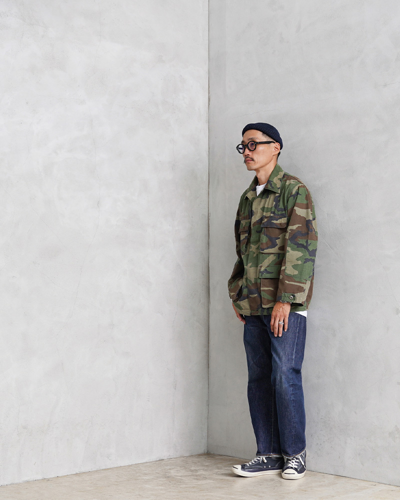 実物 USED 米軍 BDU WOODLAND CAMO ジャケット 前期型 ノンリップ