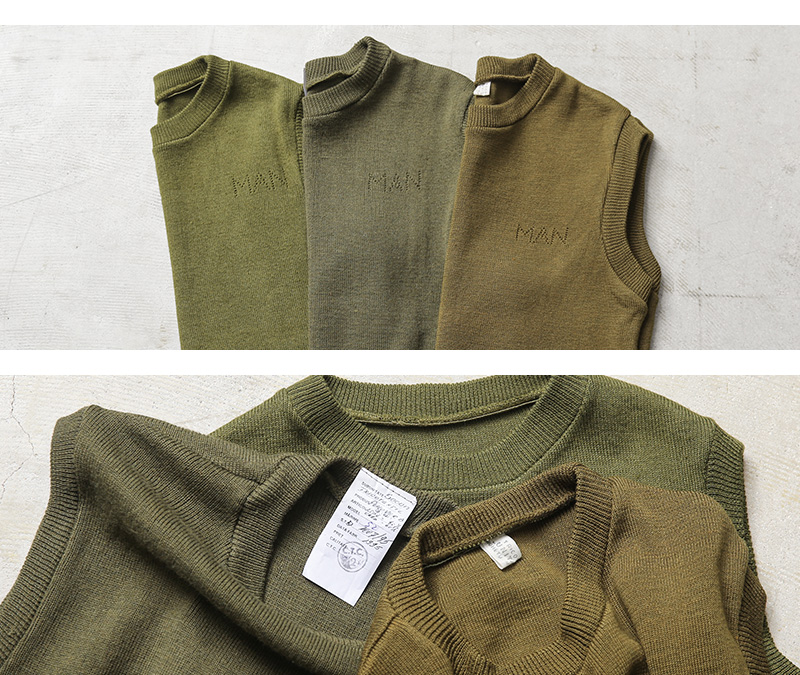 実物 USED ルーマニア軍 クルーネック ウール ニット ベスト