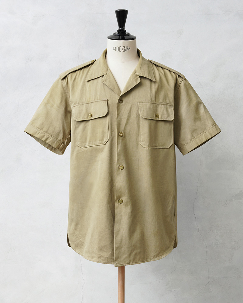 実物 USED ギリシャ軍 ショートスリーブ チノシャツ カーキ